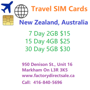New Zealand, Australia Travel SIM Card